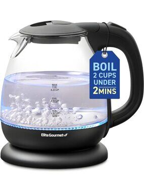 1.0L Glass Electric Kettle, 1100W Cordless, Fast Boil, Stylish Black Design